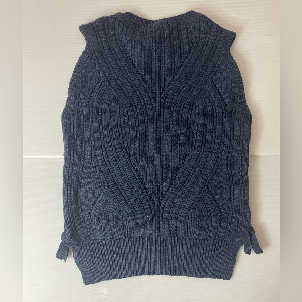 Mayoral Girls Navy Cable Knit Sweater Vest With Side Bows Size Girls 14 157cm - Picture 8 of 9